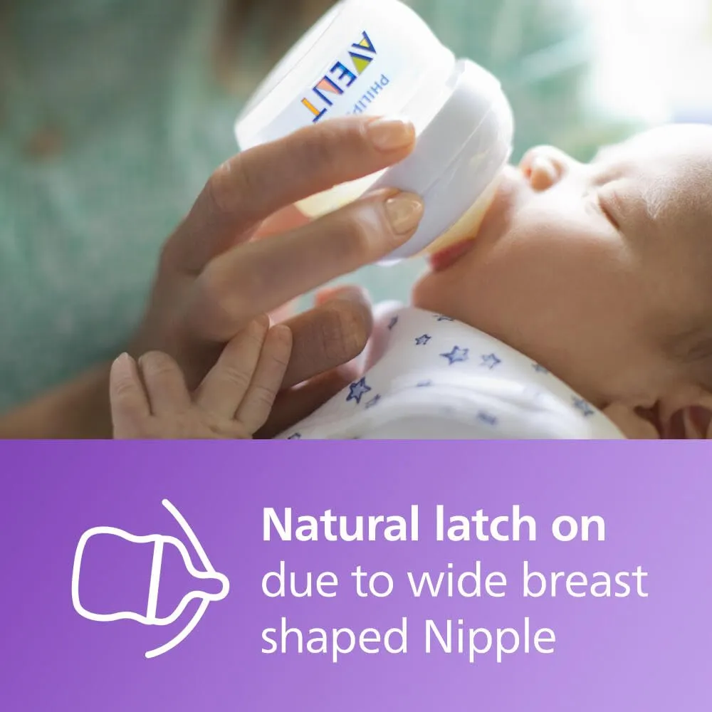 Philips Avent Natural Baby Bottles, with First Flow Nipple, 2OZ/60ML, 2 Pack, SCF019/25