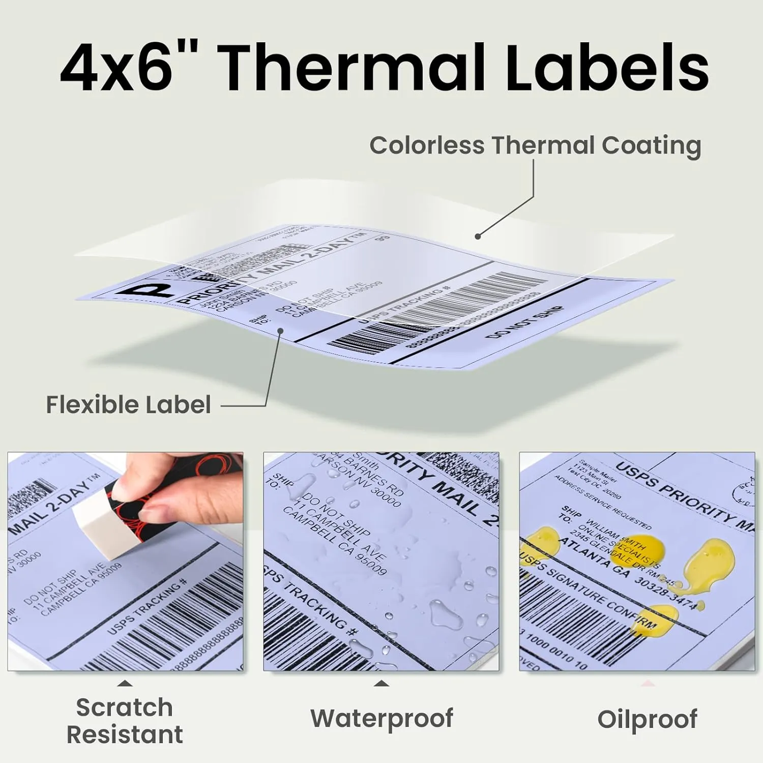Phomemo Purple Thermal Labels - 4x6'' Fan-Fold Labels for Shipping, Address, Product Logo, Barcode - 500pcs
