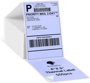 Phomemo Purple Thermal Labels - 4x6'' Fan-Fold Labels for Shipping, Address, Product Logo, Barcode - 500pcs