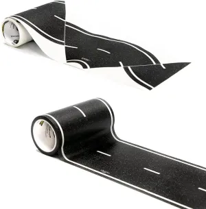 PlayTape Road Tape and Curves for Toy Cars - 1 Roll of 30 ft. x 4 in. Black Road   1 Roll of 12 Curves