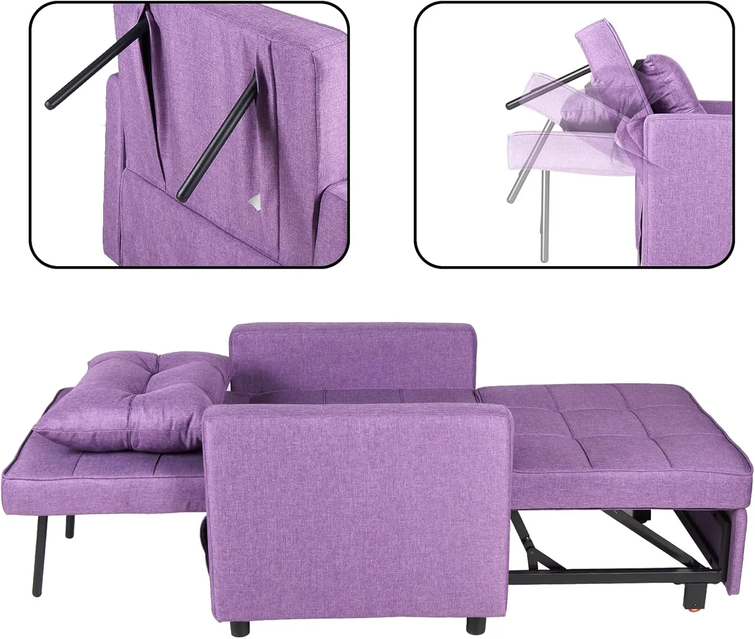 Polar Aurora Sofa Bed Chair 3-in-1 Convertible Chair Bed, Lounger Sleeper Chair, Single Recliner for Small Space with Adjustable Backrest