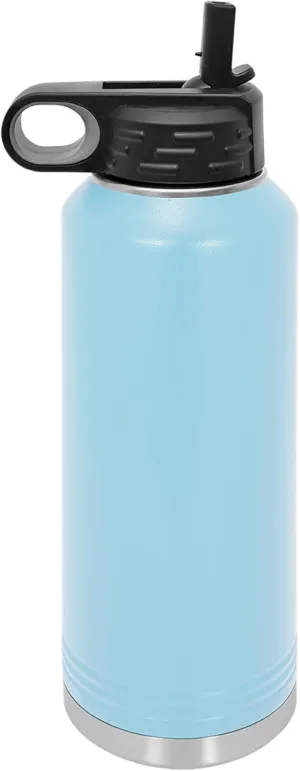 Polar Camel 40 oz Stainless Steel Water Bottle with Flip Top Lid and Straw (Light Blue)