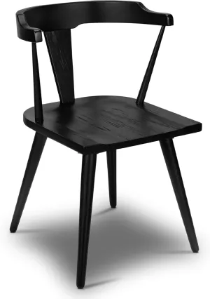 Poly & Bark Enzo Black Dining Chair - Kitchen & Dining Room Chairs - Solid Oak Wood Black Kitchen Chair - Mid Century Modern Dining Chairs with Simple Assembly and Tapered Legs