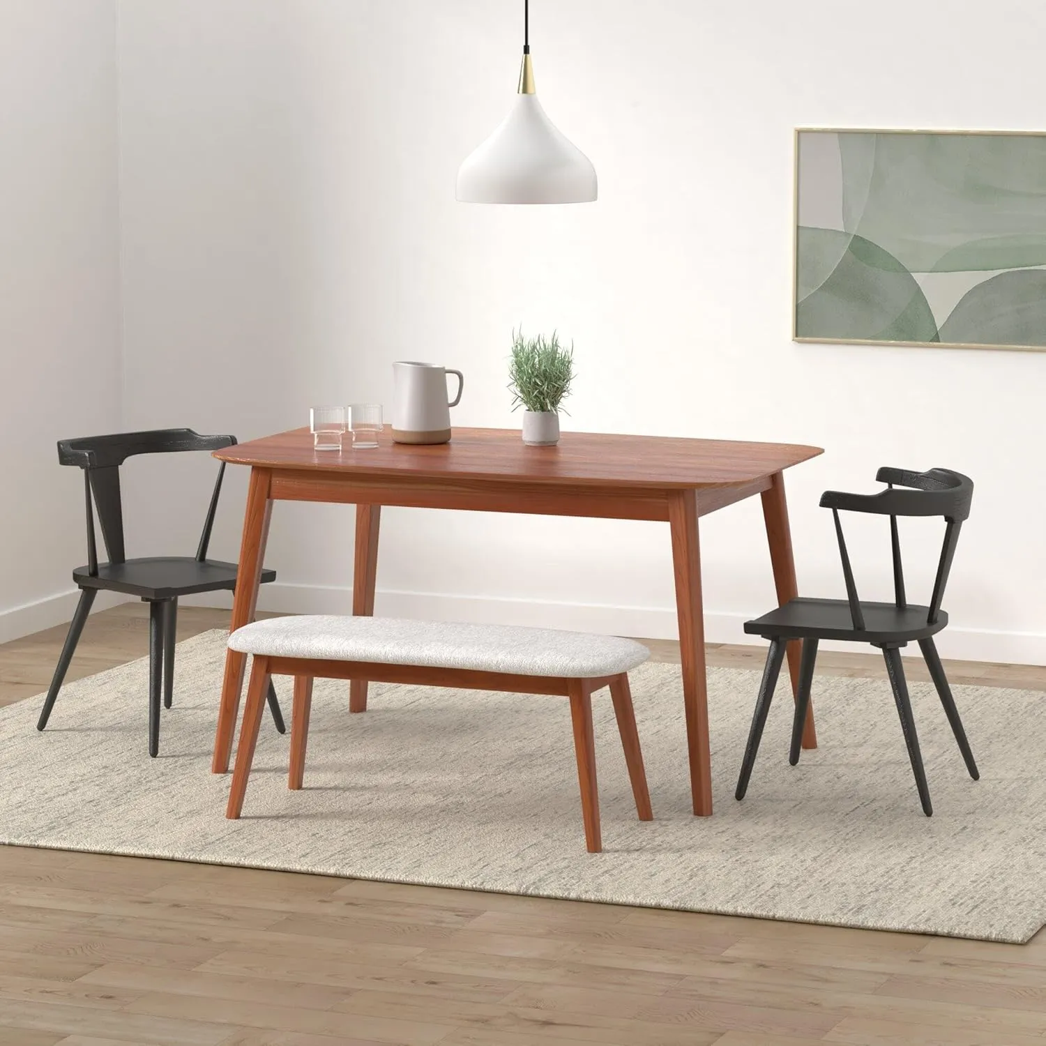 Poly & Bark Enzo Black Dining Chair - Kitchen & Dining Room Chairs - Solid Oak Wood Black Kitchen Chair - Mid Century Modern Dining Chairs with Simple Assembly and Tapered Legs