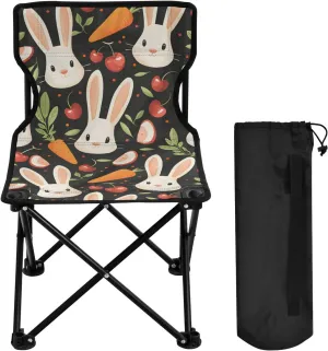 Portable Folding Camping Chair with Carrying Bag Carrots Cherries and Rabbit Lightweight Folding Chair Perfect for Camping, Tailgates, Beach, and Sports