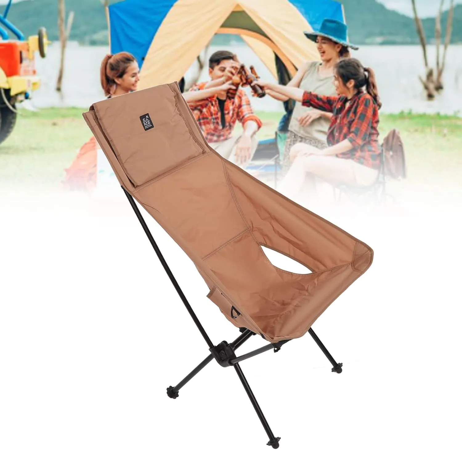 Portable Folding Camping Chair with Storage, Aluminum Alloy Frame and Ergonomic for Outdoor Activities Like Hiking Travel Beach Picnic (Sand)