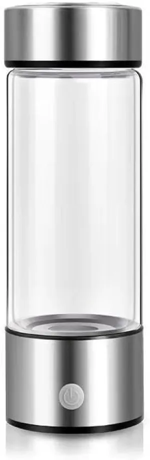 Portable Hydrogen Water Bottle with Stainless Steel Lid, Glass Body, Multiple Color Options
