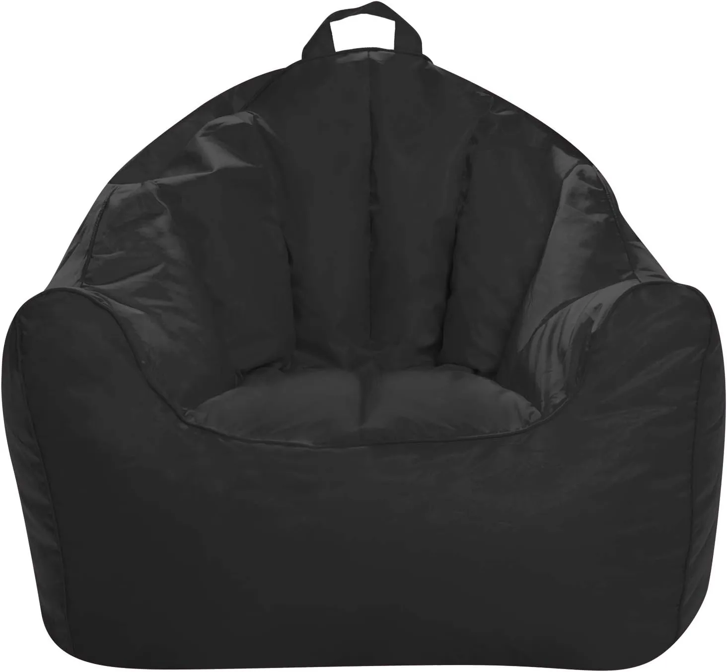 Posh Creations Structured Comfy Bean Bag Chair for Gaming, Reading, and Watching TV, Malibu Lounge, Soft Nylon-Black