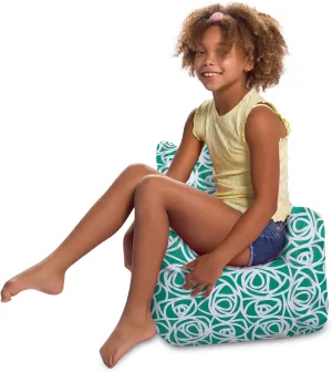 Posh Creations Structured Comfy Bean Bag Chair for Gaming, Reading, and Watching TV, Pasadena Chair, Canvas - Roses Mint