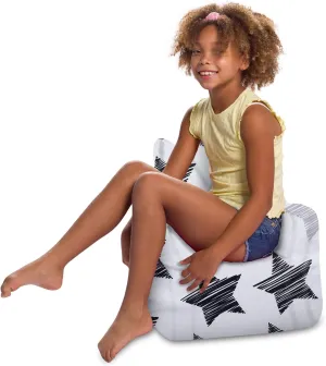 Posh Creations Structured Comfy Bean Bag Chair for Gaming, Reading, and Watching TV, Pasadena Chair, Canvas - Sketchy Stars
