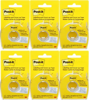 Post-it : Removable Cover-Up Tape, Non-Refillable, 1" x 700" roll -:- Sold as 6 Packs of - 1 - / - Total of 6 Each