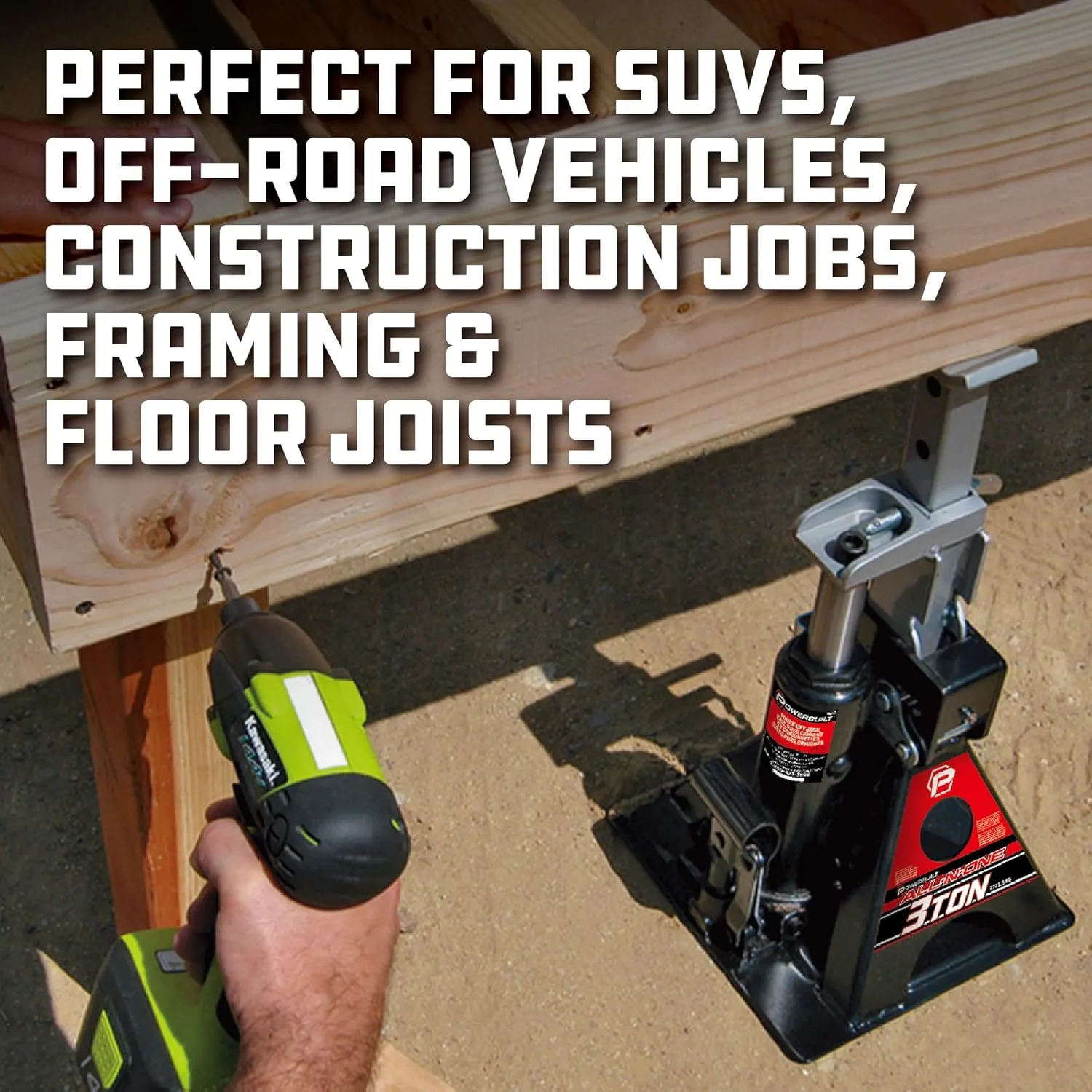 Powerbuilt 3 Ton, Bottle Jack and Jack Stands in One, 6000 Pound All-in-One Car Lift, Heavy Duty Vehicle Unijack, 640912