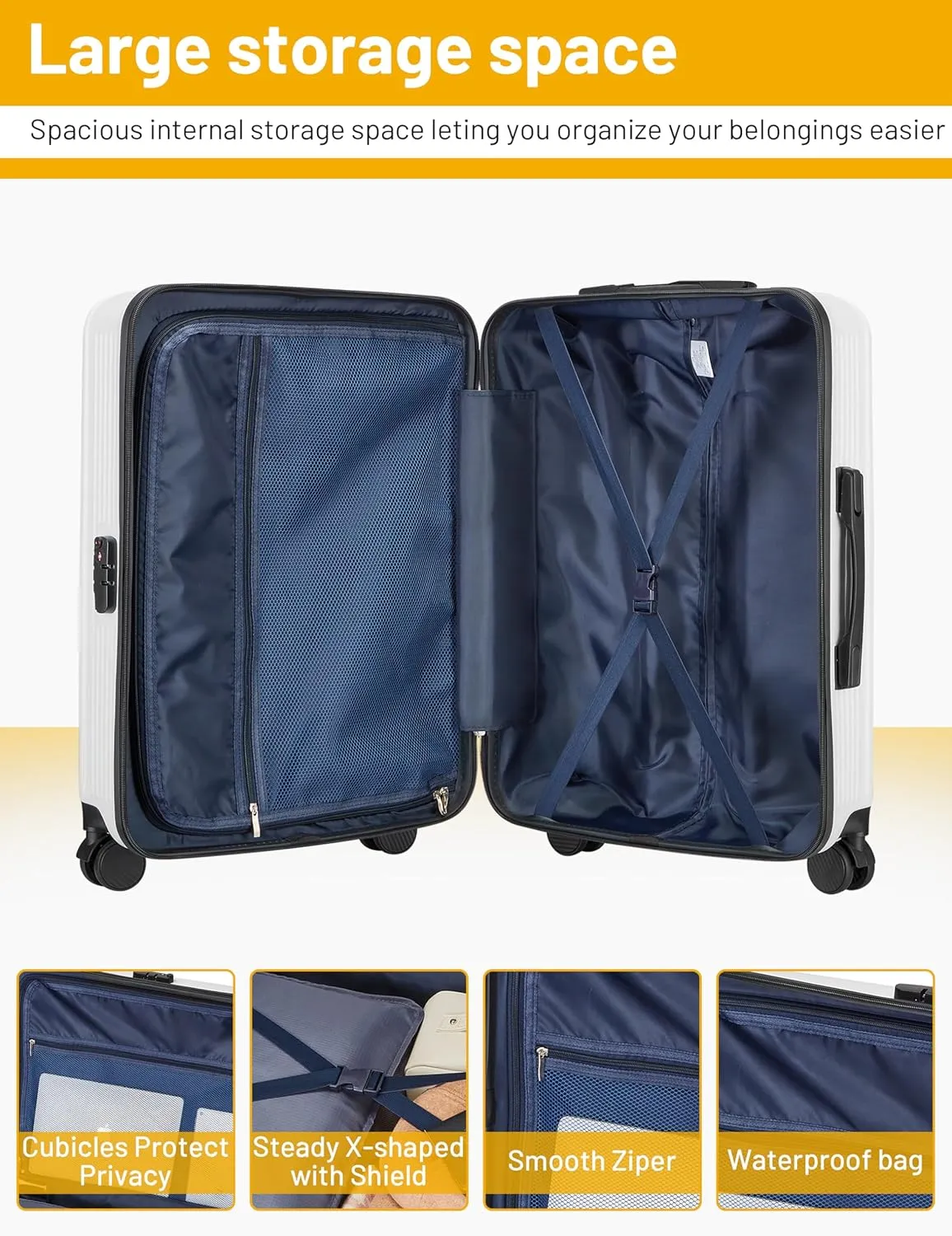 Premium Carry on Luggage - Airline Approved Spinner Wheels, TSA Lock, Hard Shell Suitcase with Metal Corner - Perfect Travel Companion for Adults