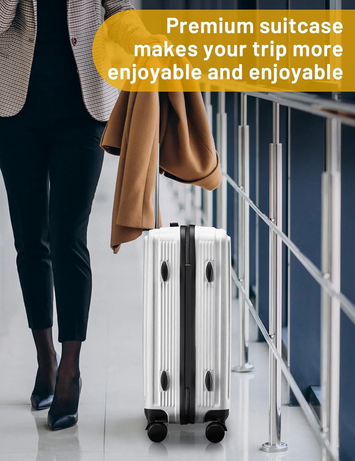 Premium Carry on Luggage - Airline Approved Spinner Wheels, TSA Lock, Hard Shell Suitcase with Metal Corner - Perfect Travel Companion for Adults