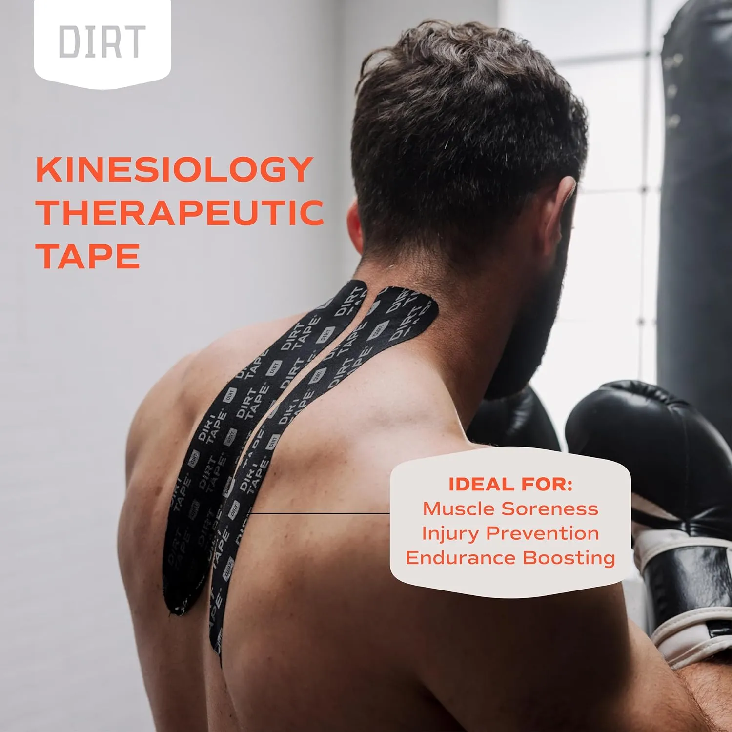 Premium Cotton, Elastic Kinesiology Athletic Tape, 2 Continuous Uncut roll (16.4 feet Long). Latex Free, Hypo-Allergenic, Water Resistant (Black with Logo)