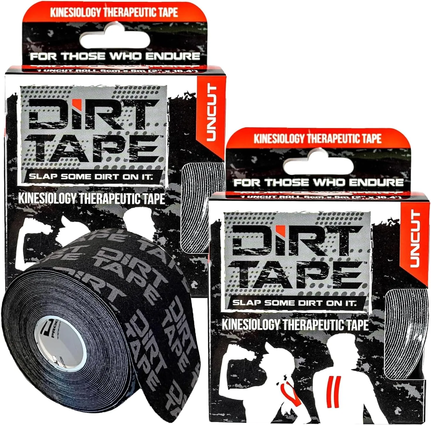 Premium Cotton, Elastic Kinesiology Athletic Tape, 2 Continuous Uncut roll (16.4 feet Long). Latex Free, Hypo-Allergenic, Water Resistant (Black with Logo)