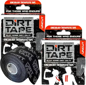 Premium Cotton, Elastic Kinesiology Athletic Tape, 2 Continuous Uncut roll (16.4 feet Long). Latex Free, Hypo-Allergenic, Water Resistant (Black with Logo)