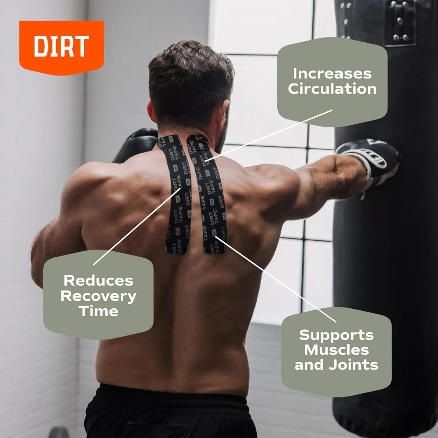 Premium Cotton, Elastic Kinesiology Athletic Tape, 2 Continuous Uncut roll (16.4 feet Long). Latex Free, Hypo-Allergenic, Water Resistant (Black with Logo)