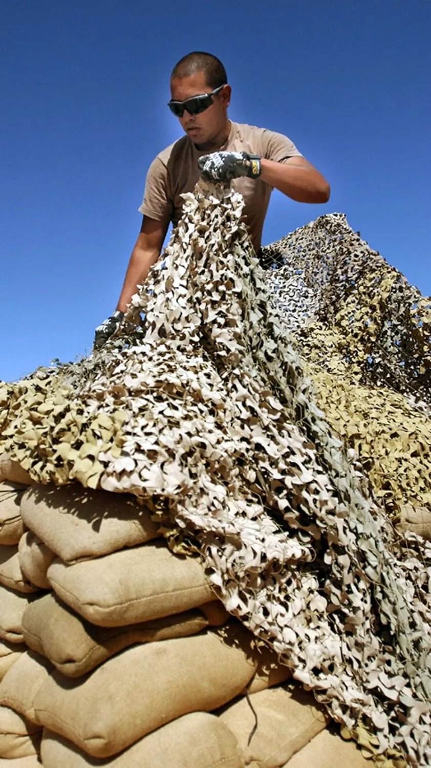 Premium Series Camouflage Military Spec Netting with Mesh Netting Attached