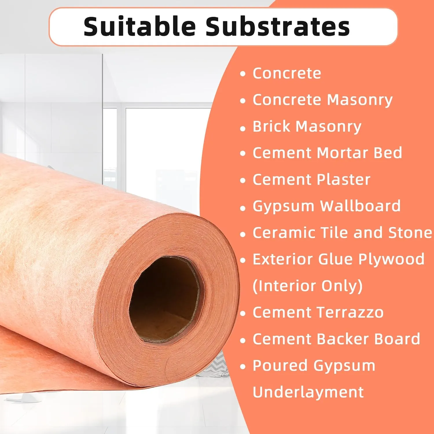 Professional Waterproof Membrane for Shower,- 3.3 FT x 98.5 FT Roll (323 Sq Ft), 23.6 Mil Thick, Superior Waterproofing Solution for Bathroom, Kitchen,Saunas and Wet Areas
