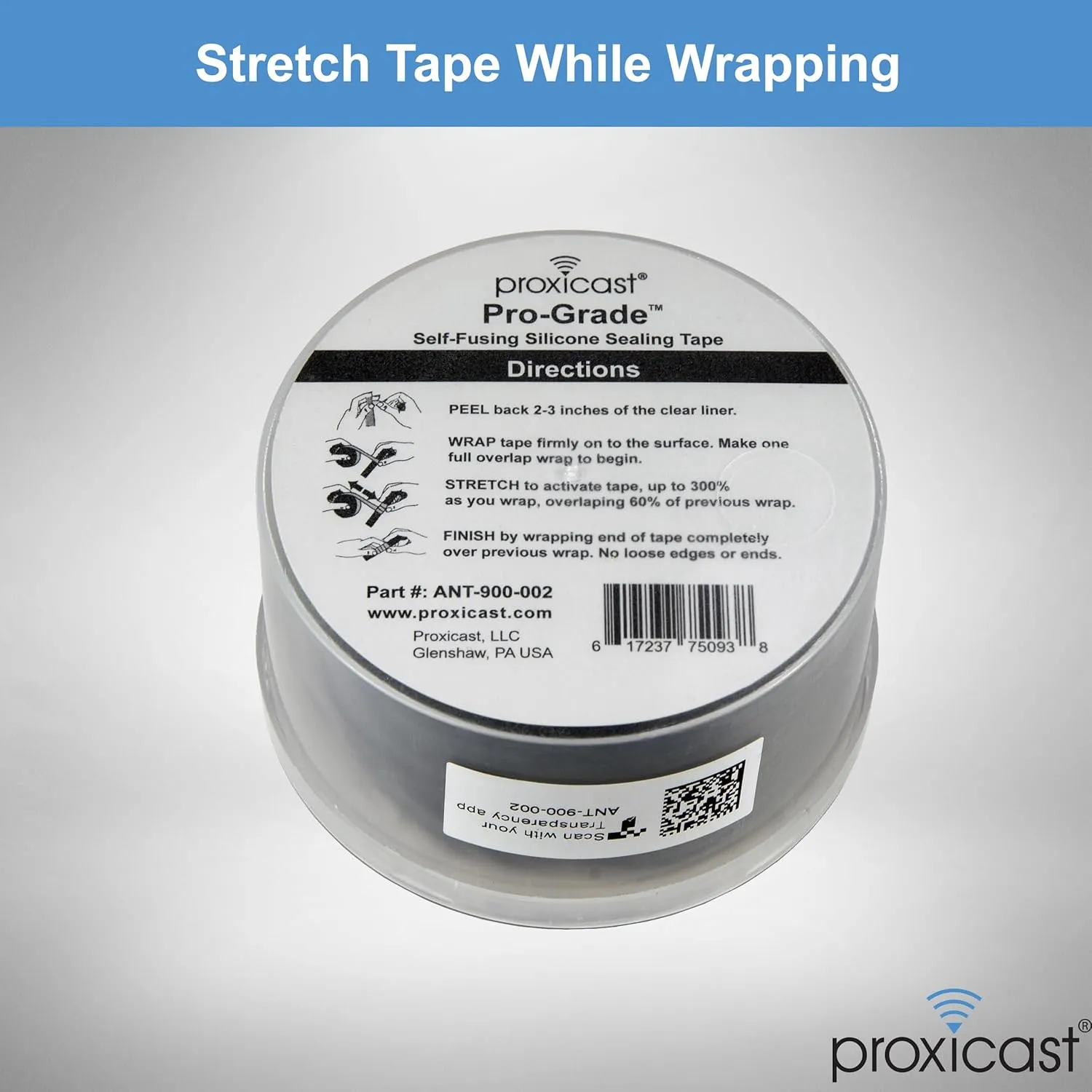 Proxicast Pro-Grade Extra Strong 30mil Weatherproof Self-Fusing Silicone Rubber Sealing Tape For Outdoor Antenna Coax & Electrical Cables, Hose/Pipe Leaks & Emergency Repairs (1.5" x 15' roll) - Black