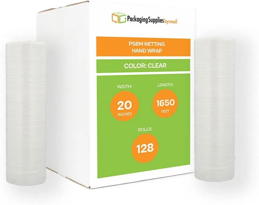 PSBM Netting Stretch Wrap, Full Pallet 128 Rolls, Each Netted Roll is 20 Inch x 1650 Feet