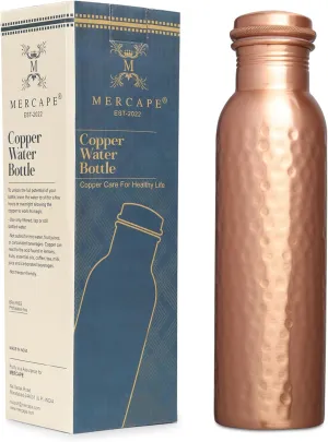 Pure Copper Water Bottle - 950 ML, Hammered Shine Finish, Ideal for Drinkware & Storage, Pack of 1 (Hammered Design 2)