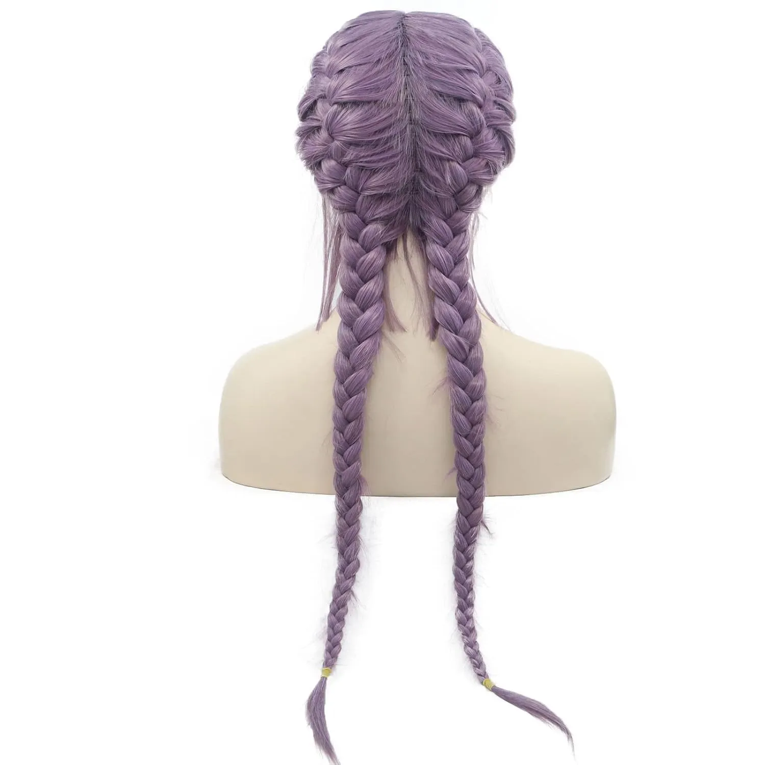Purple Double Braid Wig Long Micro Twist Braided Wigs for Women Realistic Lace Front Glueless French Pre Braid Lace Wig with Baby Hair Glueless Synthetic Heat Resistant Cosplay Daily 22Inch