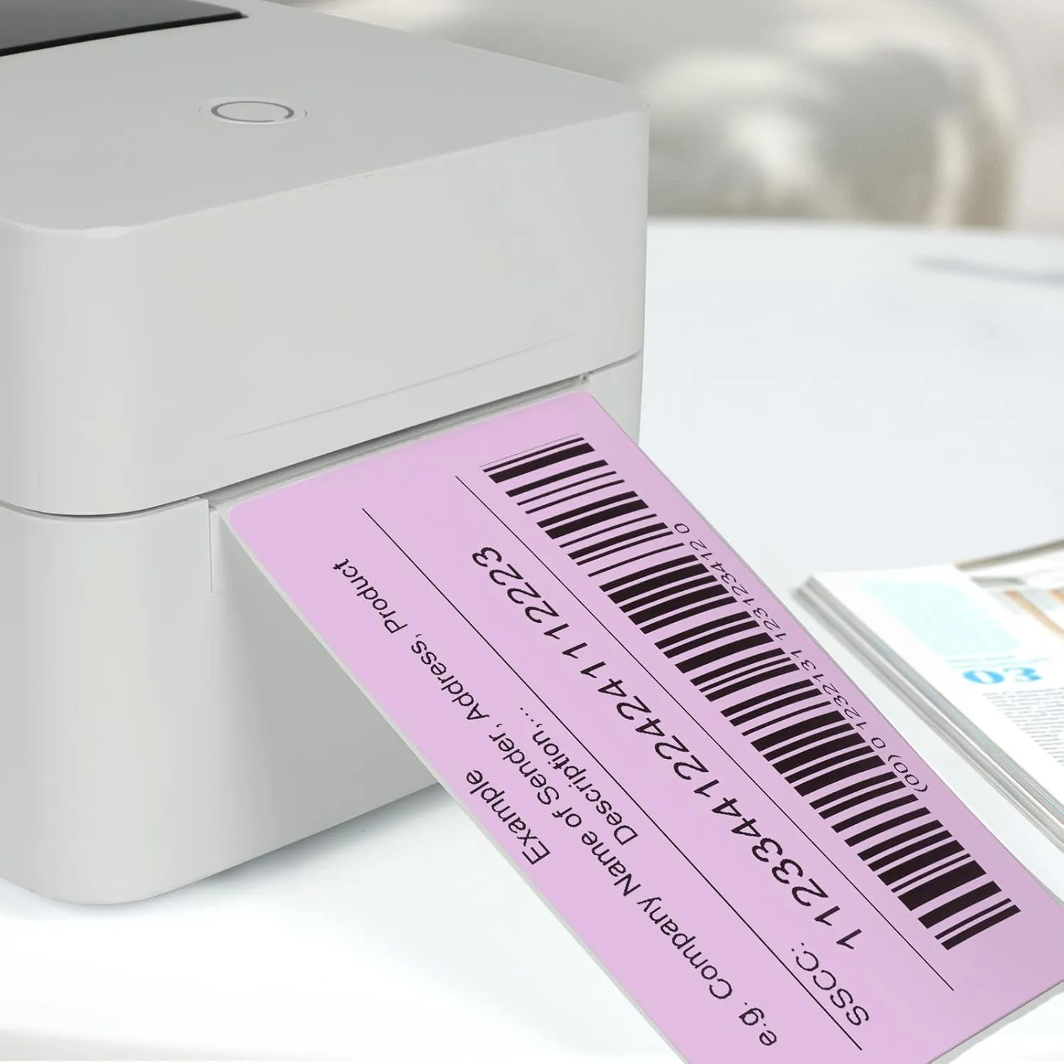 Purple Thermal Labels 4 × 6 Inch Vinyl Rectangular Waterproof Direct Printer Sticker Self-Adhesive Perforated Address Tag for Shipping Business Warehouse 250 PCS