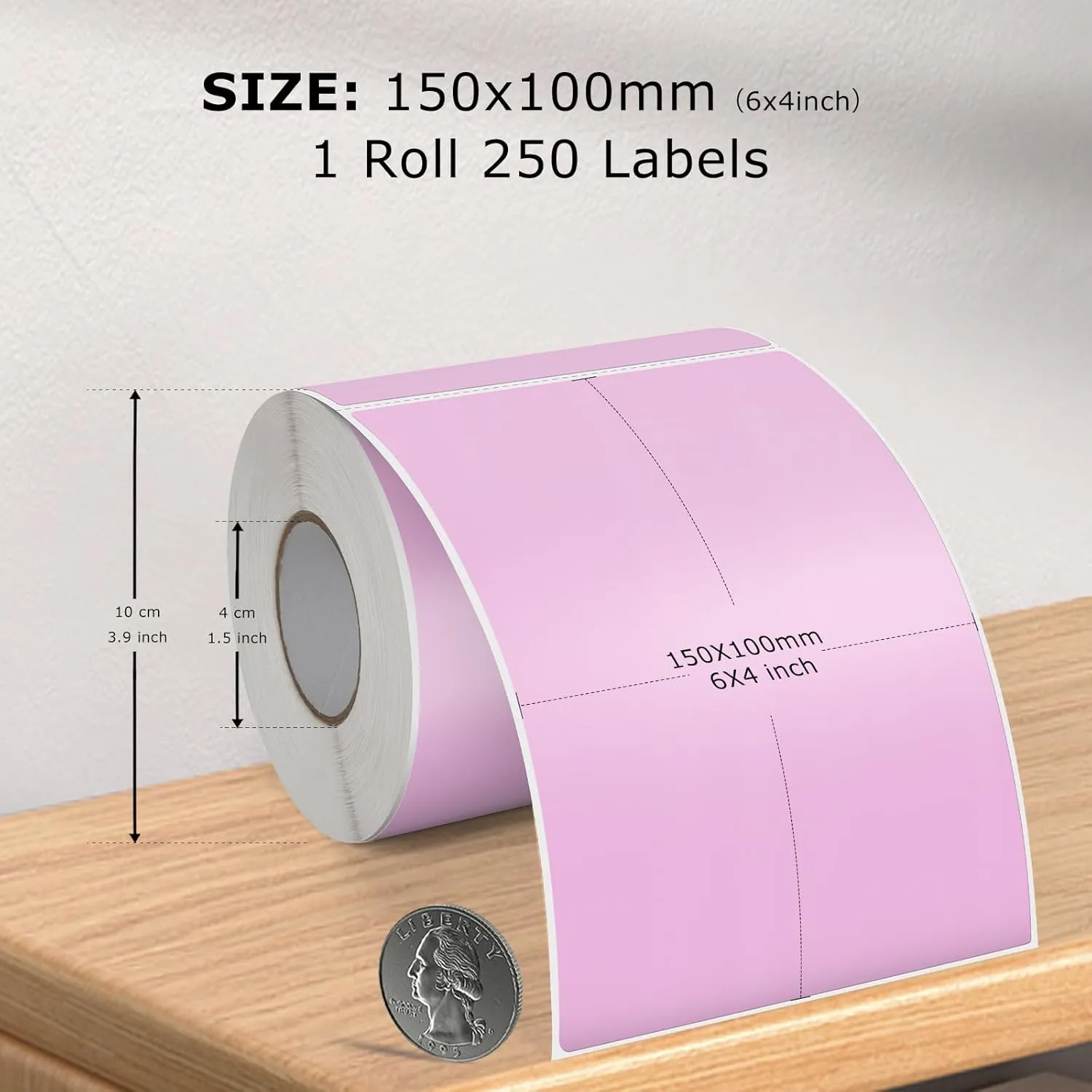 Purple Thermal Labels 4 × 6 Inch Vinyl Rectangular Waterproof Direct Printer Sticker Self-Adhesive Perforated Address Tag for Shipping Business Warehouse 250 PCS