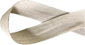 QIANF Twill Tape Ribbon 100% Cotton Natural Color 1 Inch Wide 50 Yard Roll Herringbone Tape(1 Inch-50Yard, Off-White)