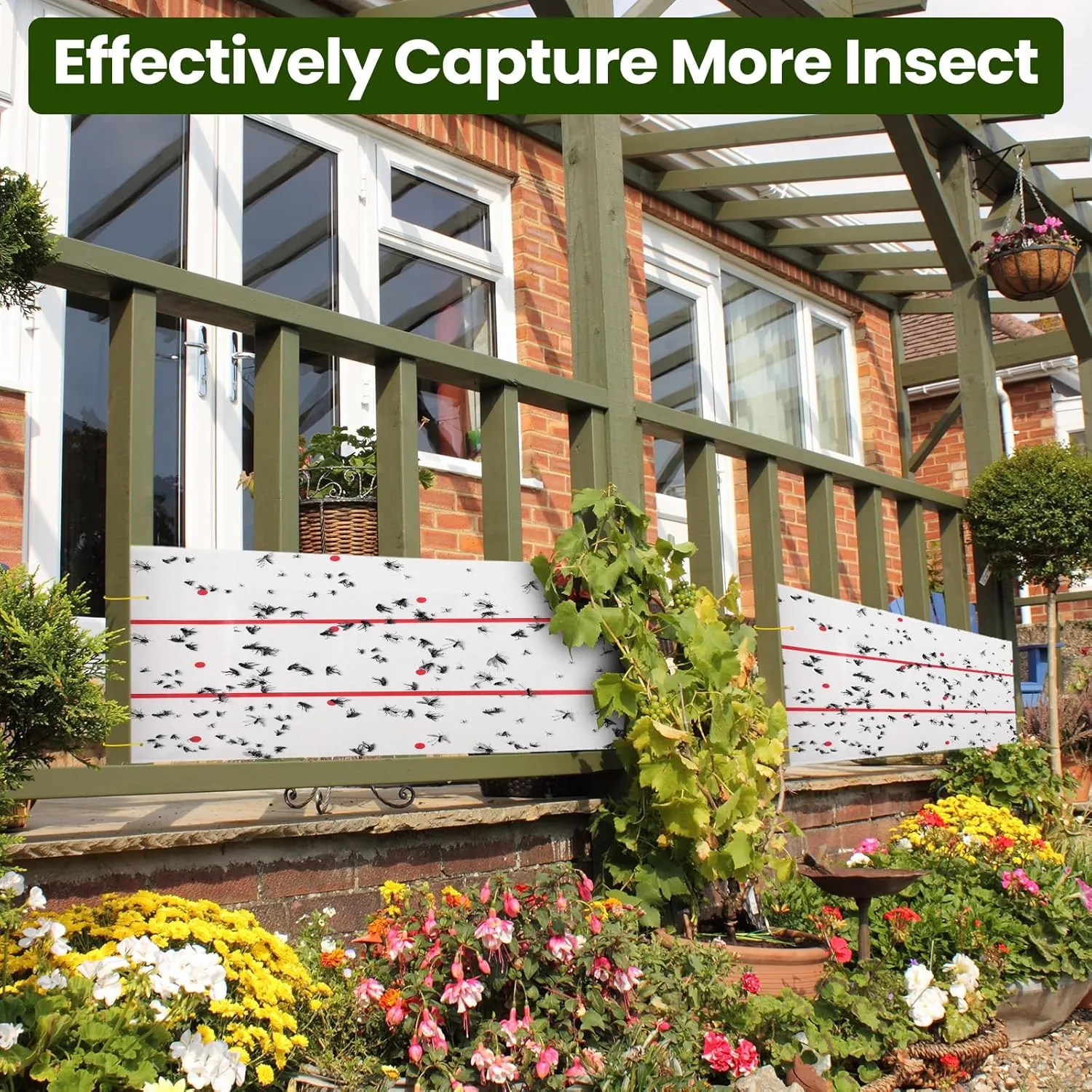 Qualirey 295 Ft Giant Sticky Fly Traps, 30 Feet Fly Strips for Indoor Outdoor Hanging Flying Tapes Non Toxic Ribbon Fruit Gnat Killer for Mosquito Plants House Horse Stable(White)