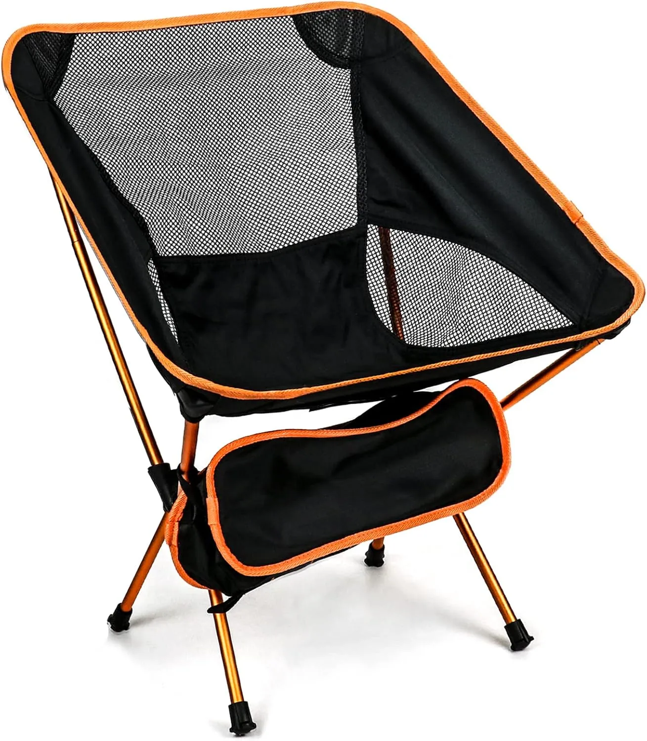 QWORK Ultralight Portable Camping Chair with Triangular Stability – Aluminum Alloy Frame, Ripstop Polyester Seat, Plastic Joints, 330 lbs Capacity - for Fishing, Camping, Hiking and Backpacking Orange