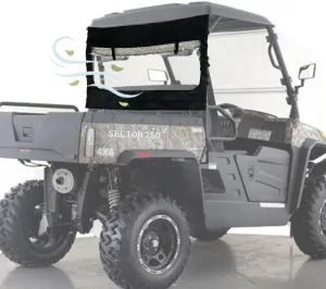 QYMOTO Hisun 550 750 Rear Windshield,Soft Rear Window with Zipper-open for Hisun Sector Vector 550 750,Coleman 550 750 Cub Cadet Challenger M550 M750 Parts(Remove roof mounting)