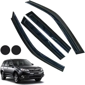Rain Guards for Subaru Forester 2009-2013, Tape-on Side Window Deflectors for Subaru Forester, Window Visors for Subaru Cars,for Subaru Car Accessories 4 Rain Guards ＆ 2 Car Coasters