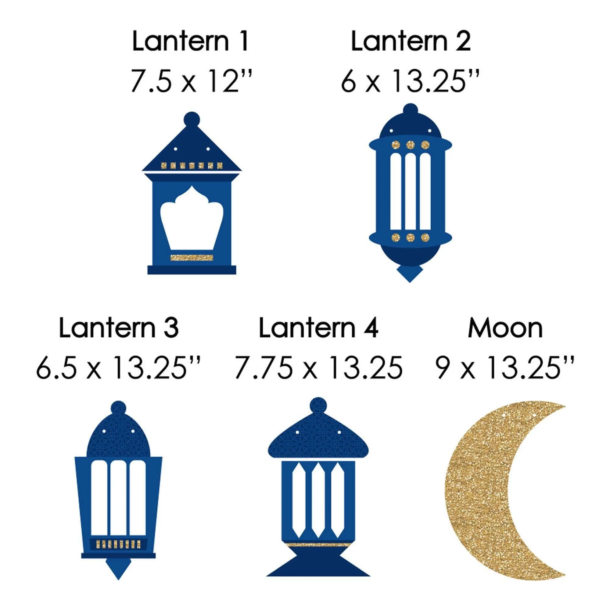 Ramadan - Outdoor Eid Mubarak Hanging Porch & Tree Yard Decorations - 10 Pieces