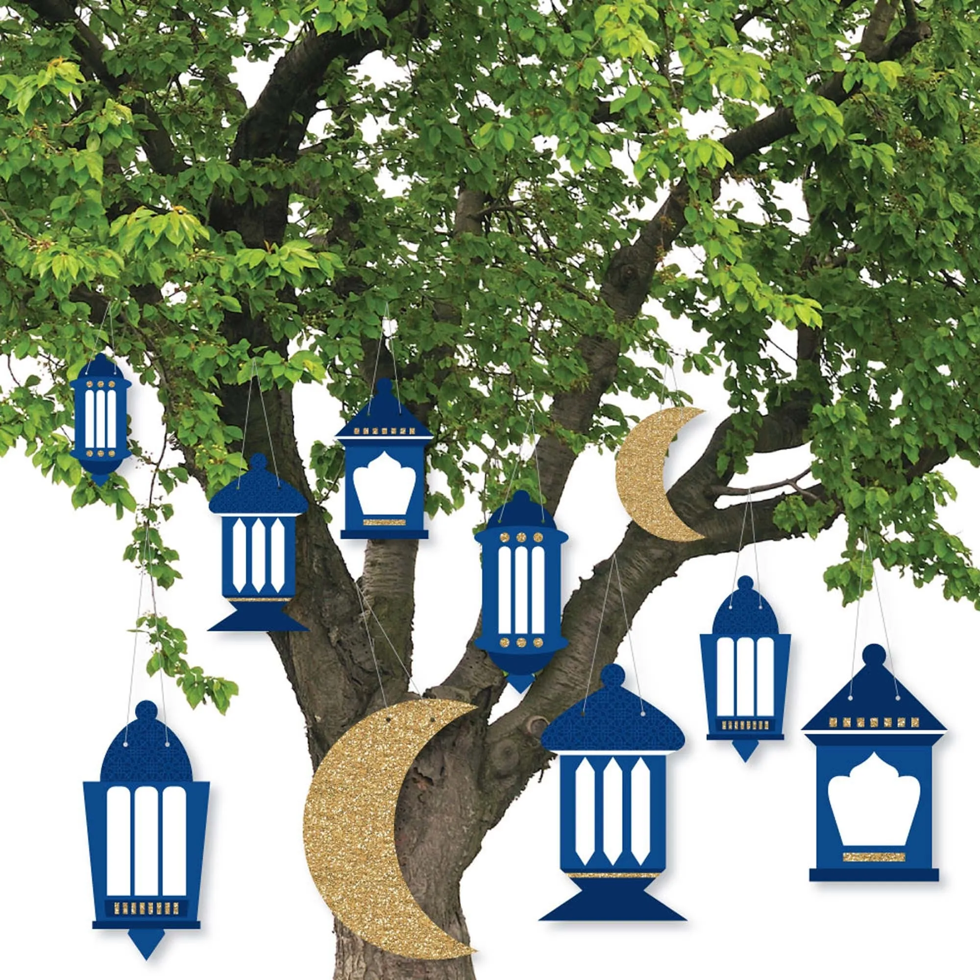 Ramadan - Outdoor Eid Mubarak Hanging Porch & Tree Yard Decorations - 10 Pieces