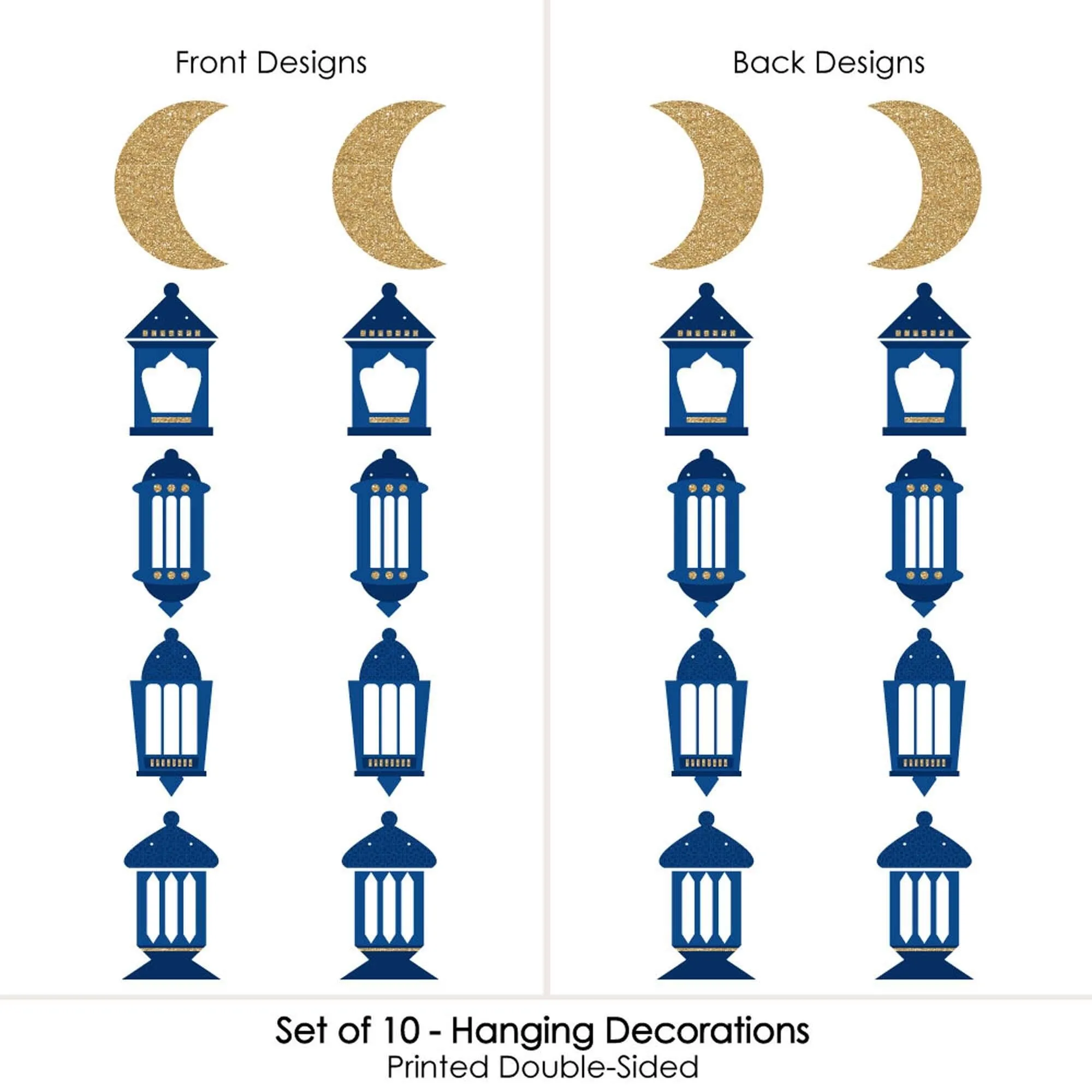 Ramadan - Outdoor Eid Mubarak Hanging Porch & Tree Yard Decorations - 10 Pieces