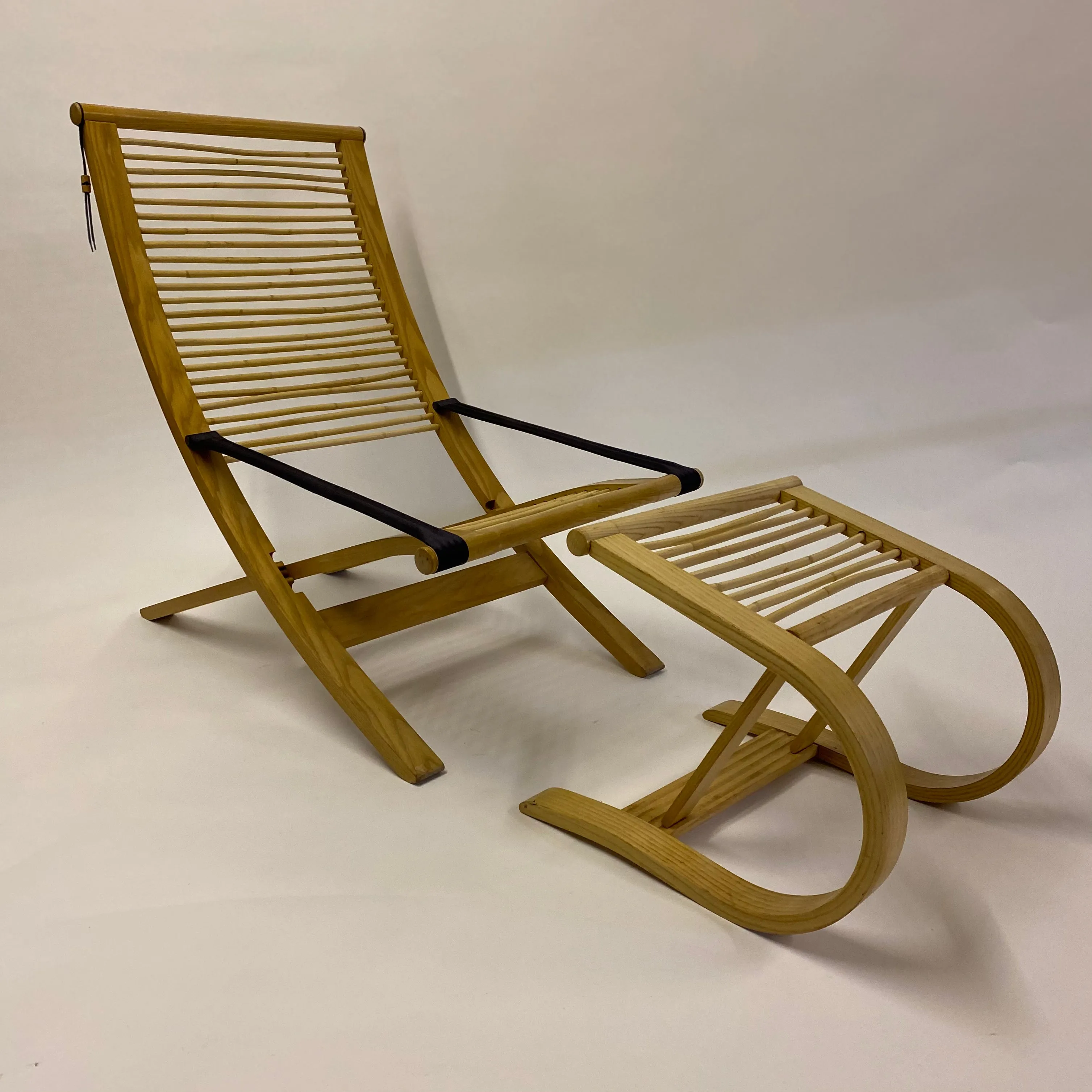 Rattan & Steam Bent Chair & Ottoman