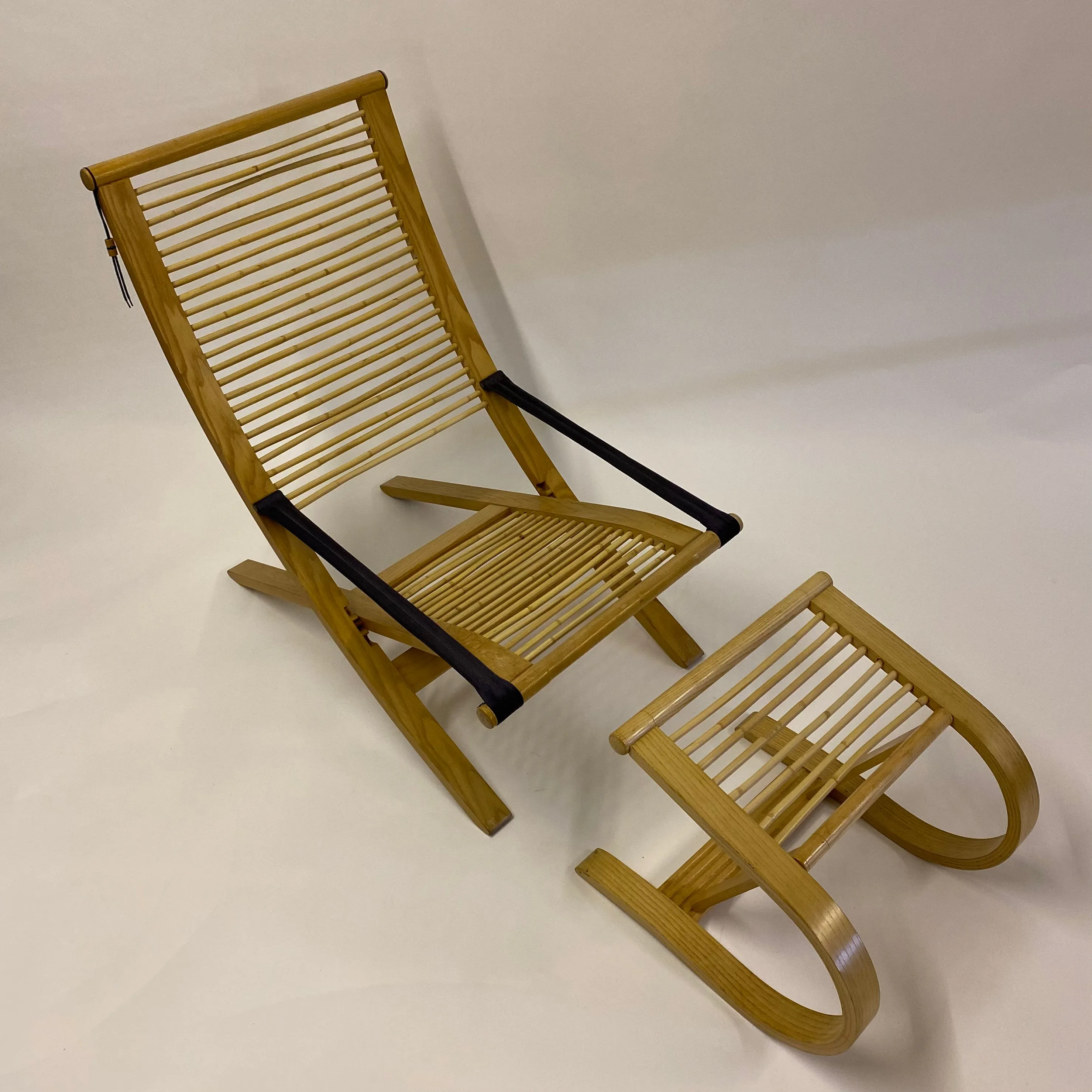 Rattan & Steam Bent Chair & Ottoman