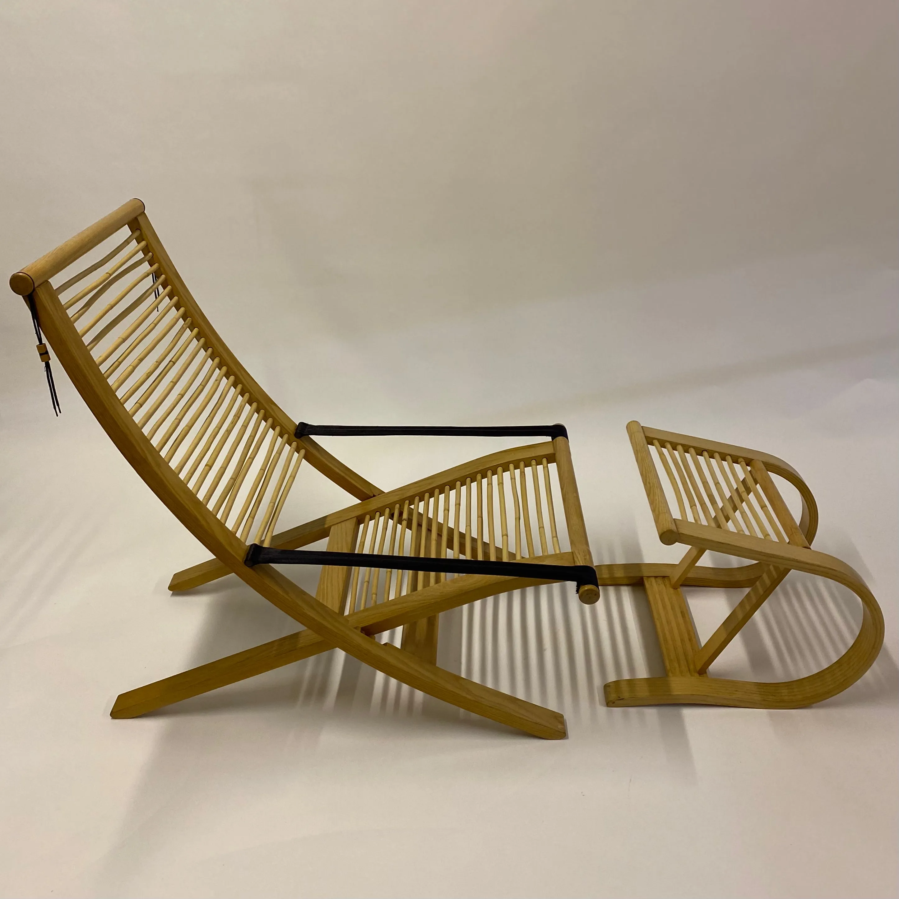 Rattan & Steam Bent Chair & Ottoman