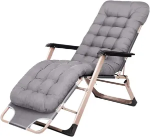 Reclining Outdoor Folding Chairs Lounge Chair Simple Folding Chair,Adjustable Folding Recliner Lounge Chair Outdoor Resting Deck Chair Lounge Patio Chair (Color : Gray Cushion 1)
