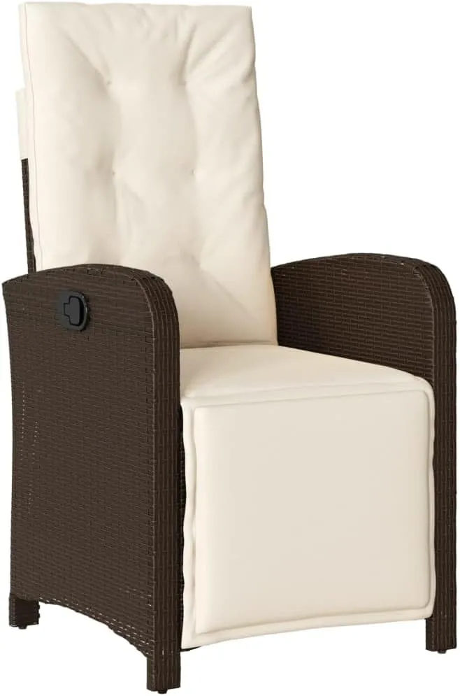 Reclining Patio Chair with Adjustable Footrest Brown PE Rattan Outdoor Lounge Chair for Poolside, Backyard, and Garden Relaxation