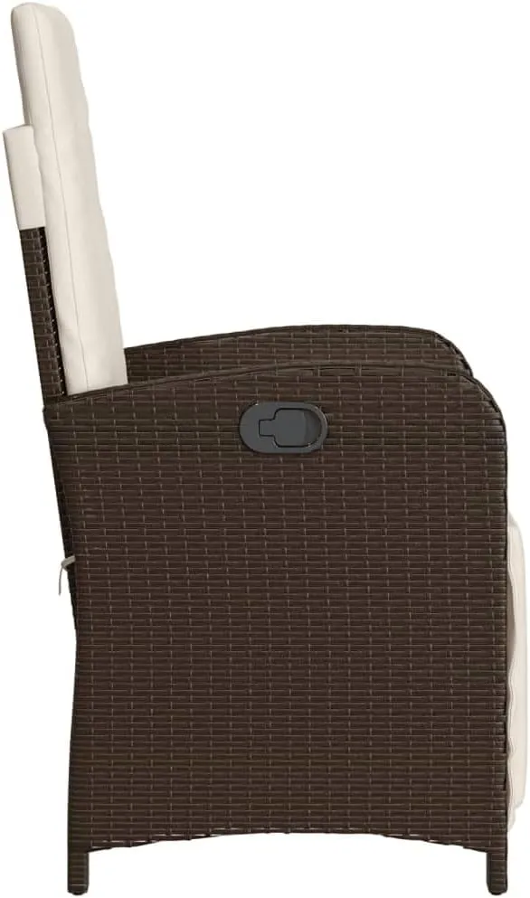 Reclining Patio Chair with Adjustable Footrest Brown PE Rattan Outdoor Lounge Chair for Poolside, Backyard, and Garden Relaxation