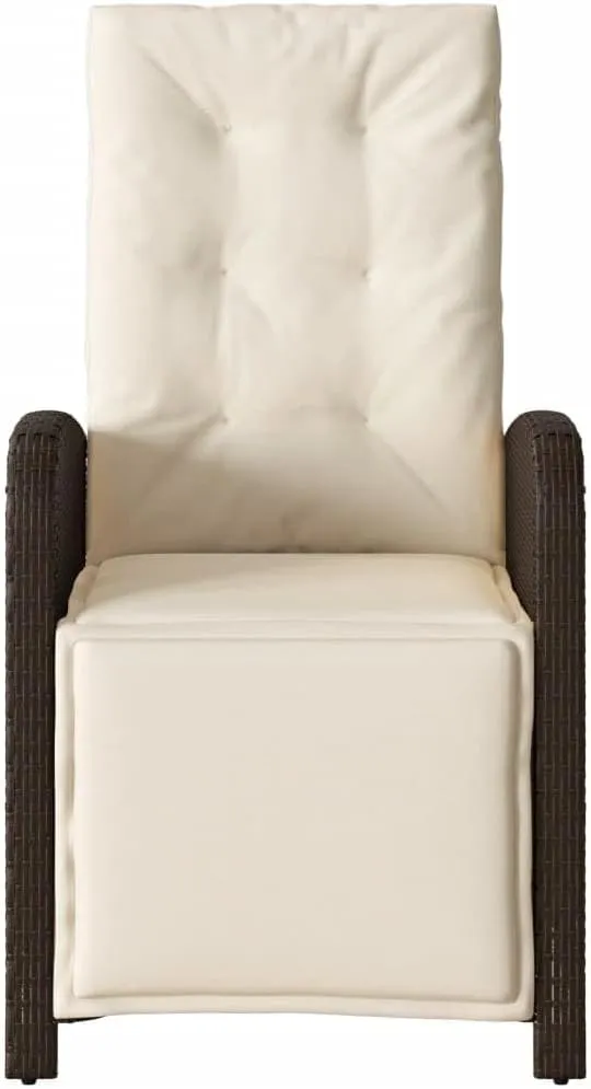 Reclining Patio Chair with Adjustable Footrest Brown PE Rattan Outdoor Lounge Chair for Poolside, Backyard, and Garden Relaxation