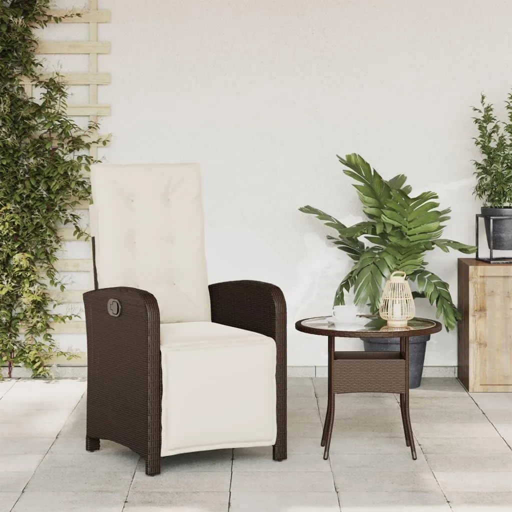 Reclining Patio Chair with Adjustable Footrest Brown PE Rattan Outdoor Lounge Chair for Poolside, Backyard, and Garden Relaxation