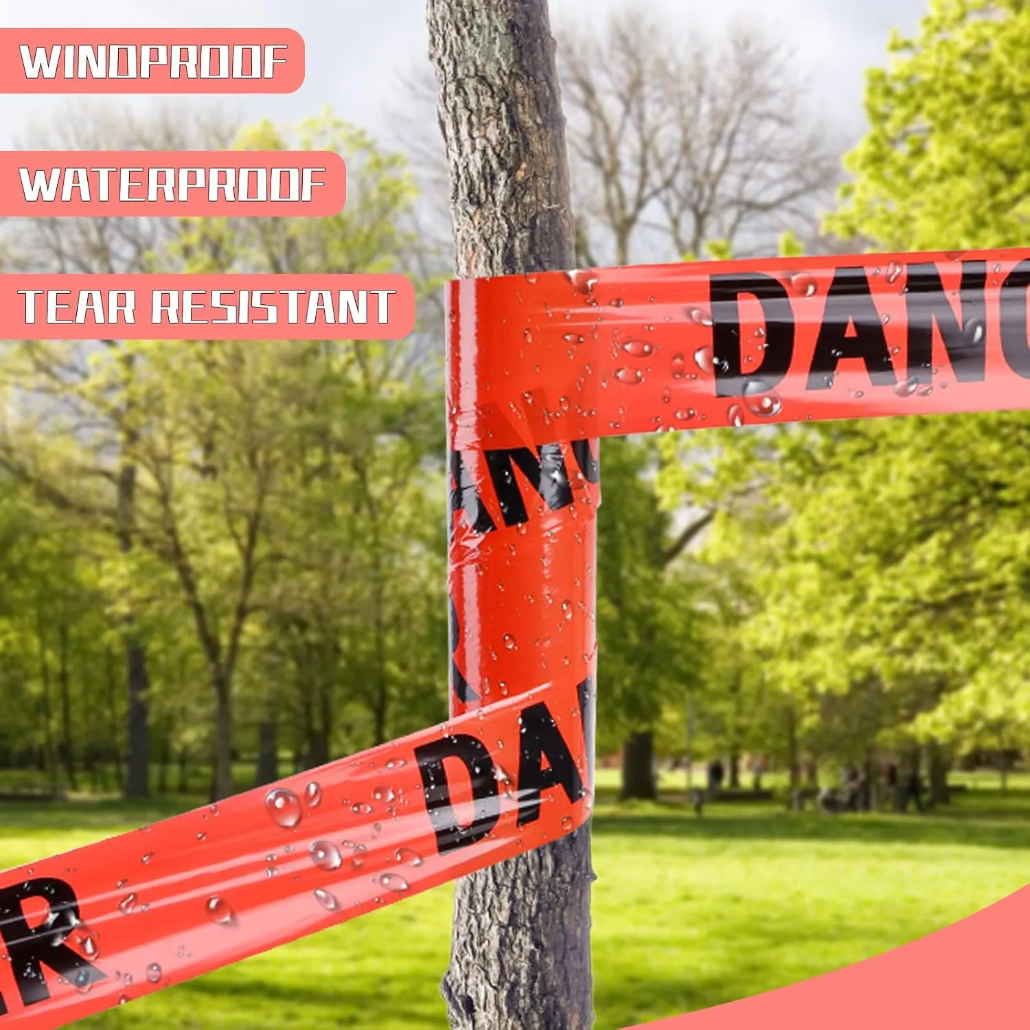 Red Danger Tape 6 Pack, 3 inch x 1000 feet Halloween Decorations Red with a Bold Black Print for High Visibility, Strongest Tape, Weatherproof Resistant Tear Resistant Design