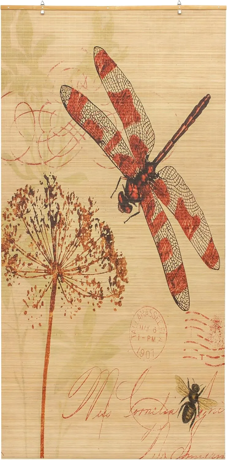 Red Lantern Bamboo Window Shade Blind - Dragonfly 36" Wide
