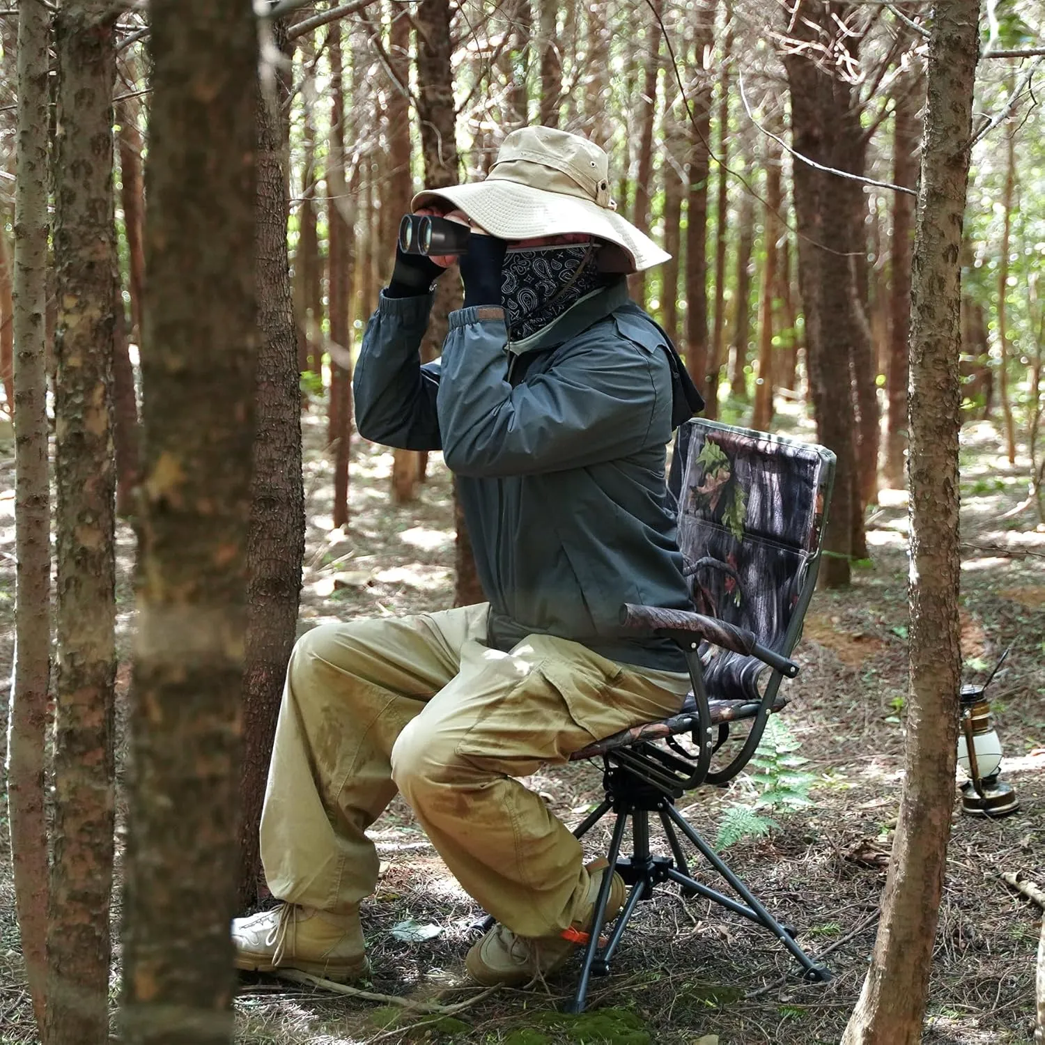 REDCAMP 360 Degree Swivel Hunting Chair for Blinds, Folding Hunting Seats with Armrest for Camping Backpacking Fishing