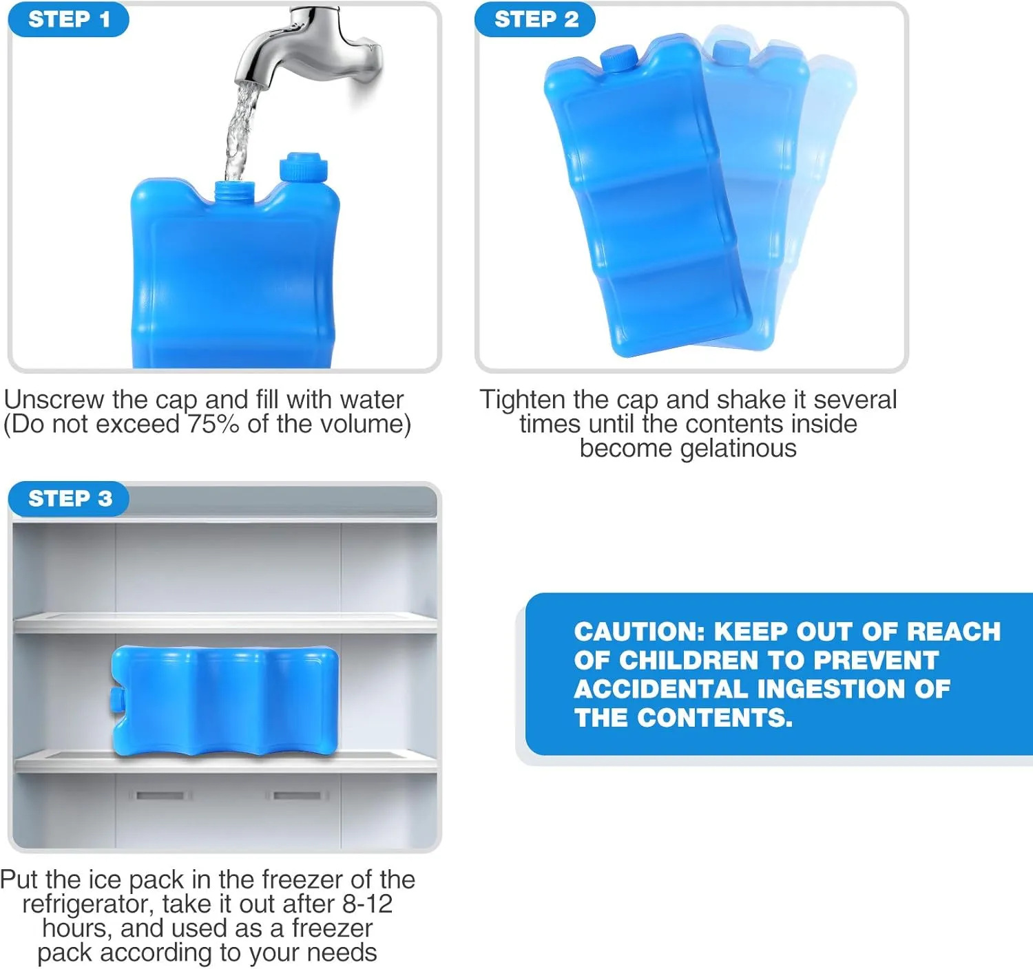 REDCAMP Bottle Ice Packs for Breast Milk, Reusable Ice Packs for Coolers, Insulated Contoured Freezer Pack, Bottle Ice Pack Long-Lasting Cooling for Breastmilk, Beer,Camping & Travel